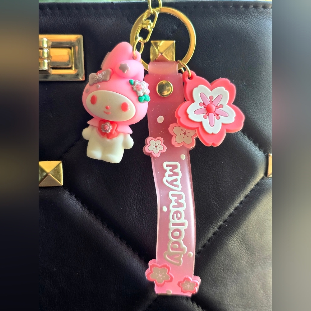 Hello Kitty My Melody Bag Charm Key Fob NIP